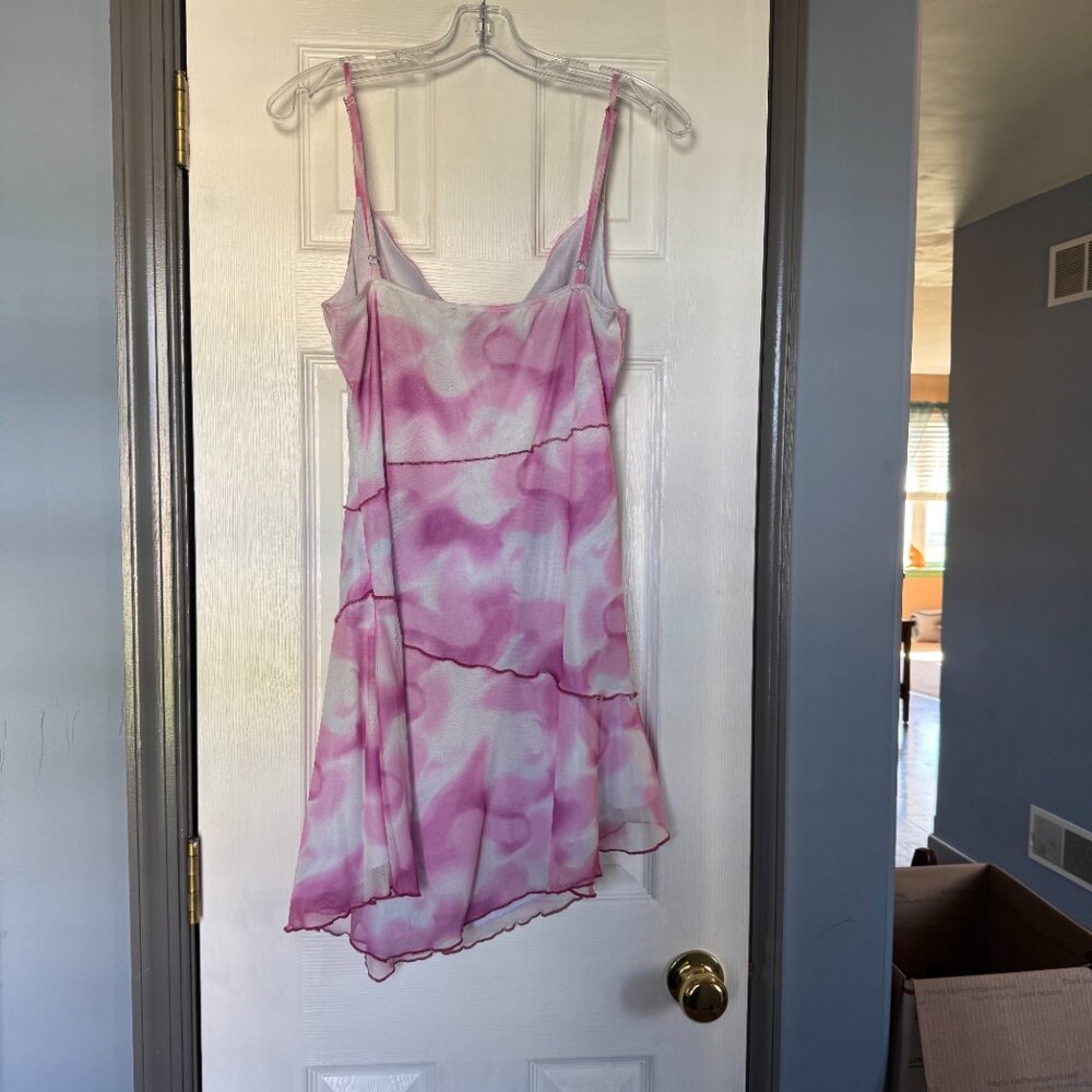 Forever 21 Size XL Pink Spaghetti Strap Sun Dress Adj Straps Asymmetrical Bottom - Picture 2 of 2